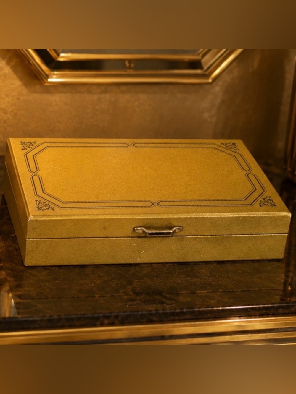 Fine Vintage Original Art Jewelry Dresser Box Gold Velvet JAPAN Made Antique - Picture 9 of 16